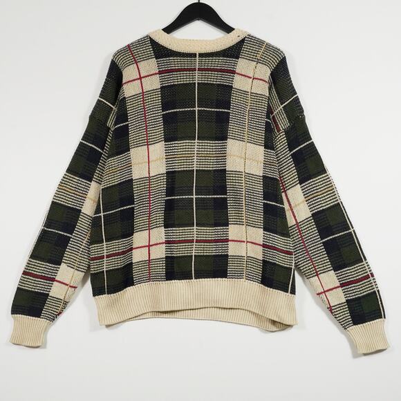 Vintage 80's Woods & Gray Knit Argyle Crewneck Sweater L - Picture 1 of 8